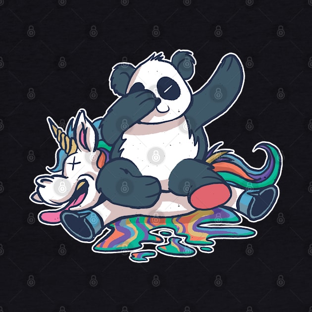 Dabbing Panda Smashing Unicorn Funny by Kali Space